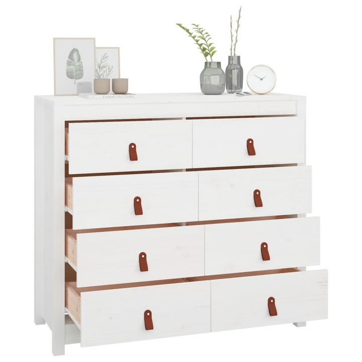 Solid Pine Side Cabinet in White - Elegant and Practical Storage Solution, 100 x 40 x 90cm - Premium  from Home Treasures - Just £213.99! Shop now at Home Treasures