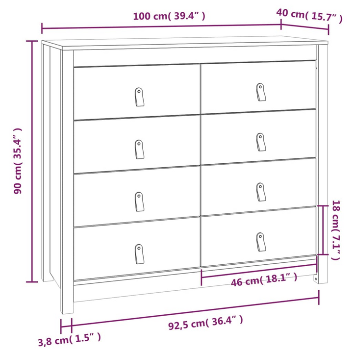 Solid Pine Side Cabinet in White - Elegant and Practical Storage Solution, 100 x 40 x 90cm - Premium  from Home Treasures - Just £213.99! Shop now at Home Treasures