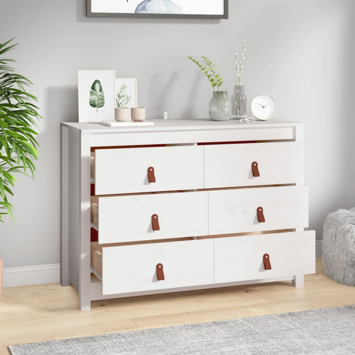 Solid Pine Side Cabinet in White - 100 x 40 x 72 cm | Stylish & Functional Storage Solution - Premium  from Home Treasures - Just £147.99! Shop now at Home Treasures