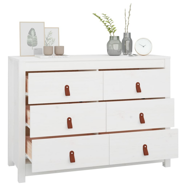 Solid Pine Side Cabinet in White - 100 x 40 x 72 cm | Stylish & Functional Storage Solution - Premium  from Home Treasures - Just £147.99! Shop now at Home Treasures