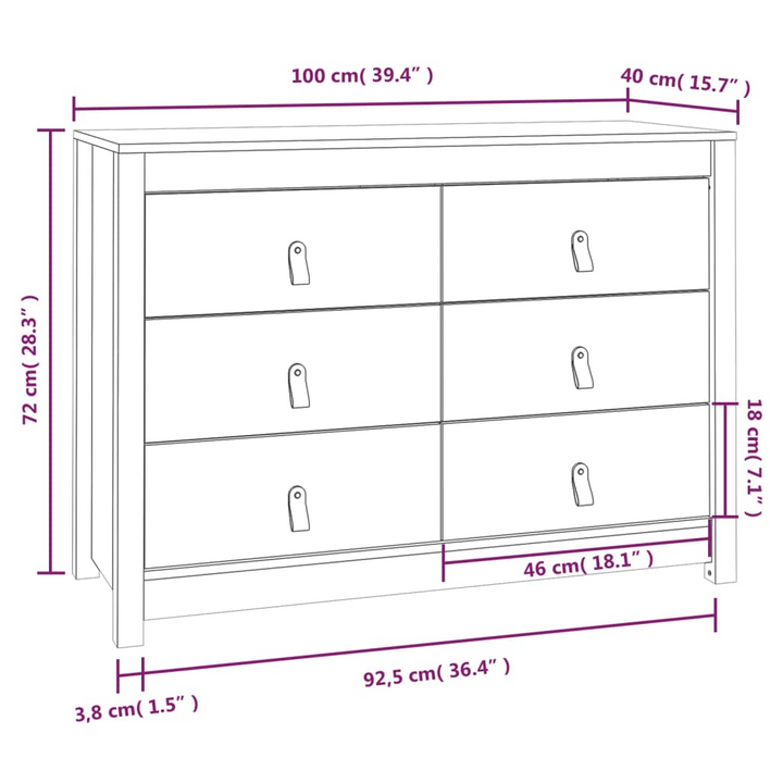 Solid Pine Side Cabinet in White - 100 x 40 x 72 cm | Stylish & Functional Storage Solution - Premium  from Home Treasures - Just £147.99! Shop now at Home Treasures