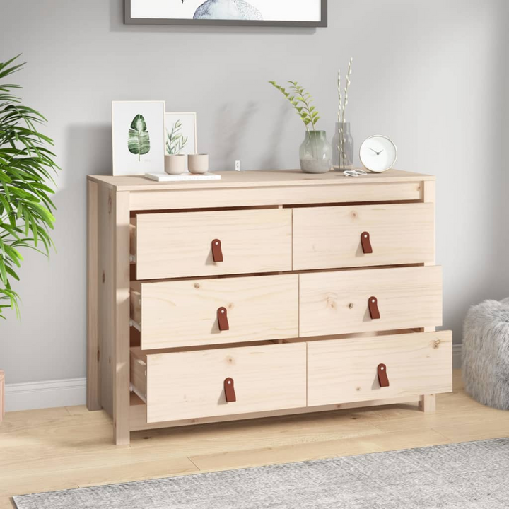 Solid Pine Side Cabinet in a Natural Finish - 100 x 40 x 72 cm | Rustic & Spacious Storage Solution - Premium  from Home Treasures - Just £133.99! Shop now at Home Treasures