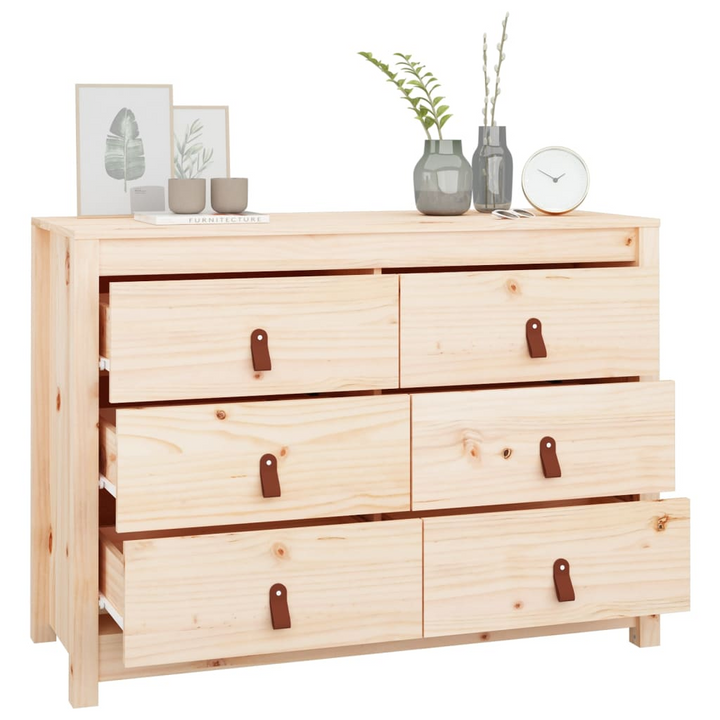 Solid Pine Side Cabinet in a Natural Finish - 100 x 40 x 72 cm | Rustic & Spacious Storage Solution - Premium  from Home Treasures - Just £133.99! Shop now at Home Treasures