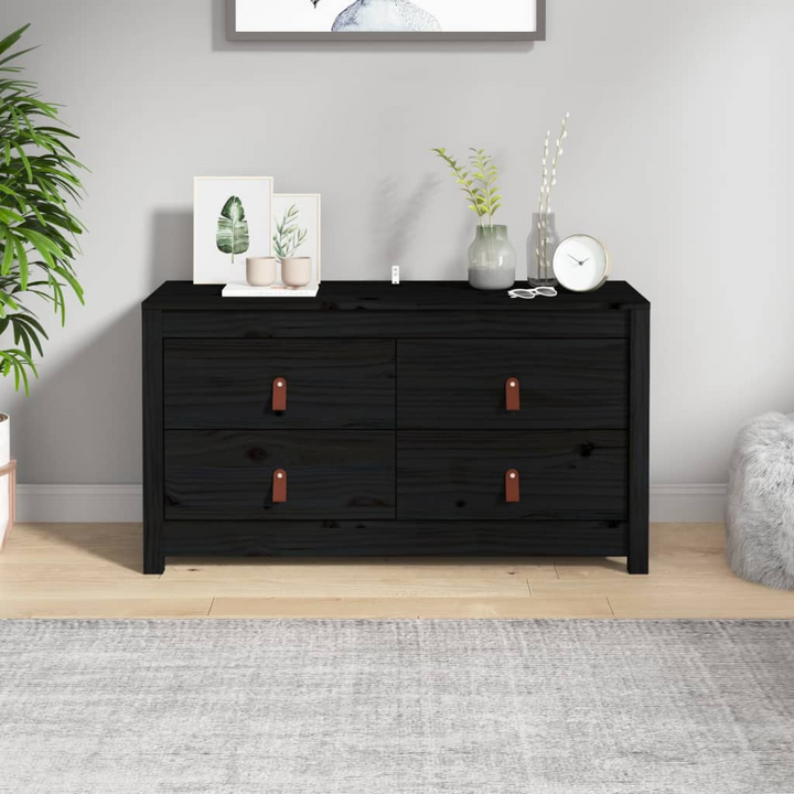 Solid Pine Side Cabinet in Black – Sleek Storage Solution, 100 x 40 x 54 cm - Premium  from Home Treasures - Just £169.99! Shop now at Home Treasures