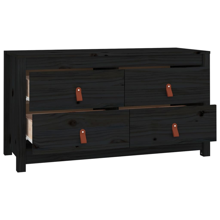 Solid Pine Side Cabinet in Black – Sleek Storage Solution, 100 x 40 x 54 cm - Premium  from Home Treasures - Just £169.99! Shop now at Home Treasures