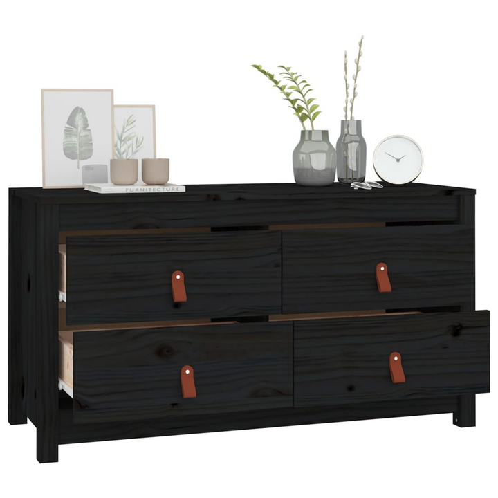 Solid Pine Side Cabinet in Black – Sleek Storage Solution, 100 x 40 x 54 cm - Premium  from Home Treasures - Just £169.99! Shop now at Home Treasures