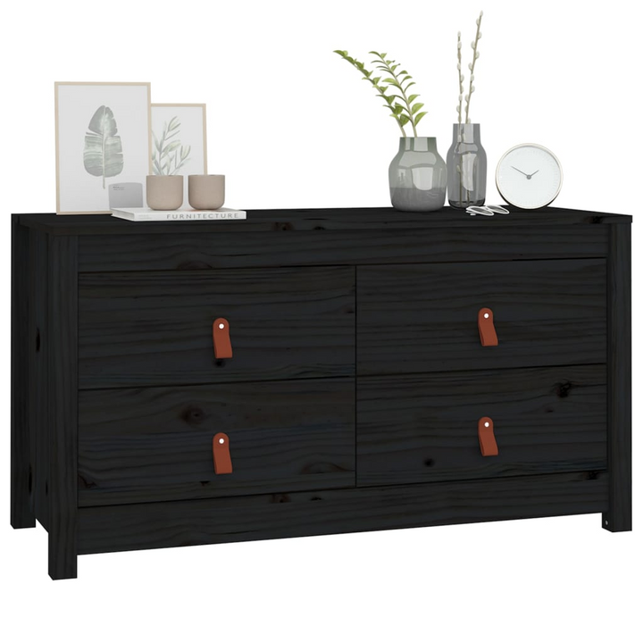 Solid Pine Side Cabinet in Black – Sleek Storage Solution, 100 x 40 x 54 cm - Premium  from Home Treasures - Just £169.99! Shop now at Home Treasures