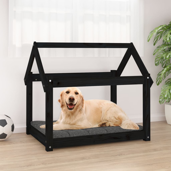 Dog Bed Black 81x60x70 cm - Solid Wood Pine, Comfortable and Stylish - Premium  from Home Treasures - Just £52.99! Shop now at Home Treasures