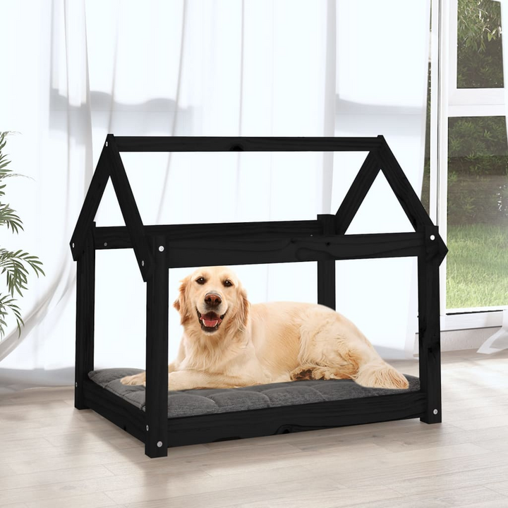 Dog Bed Black 81x60x70 cm - Solid Wood Pine, Comfortable and Stylish - Premium  from Home Treasures - Just £52.99! Shop now at Home Treasures