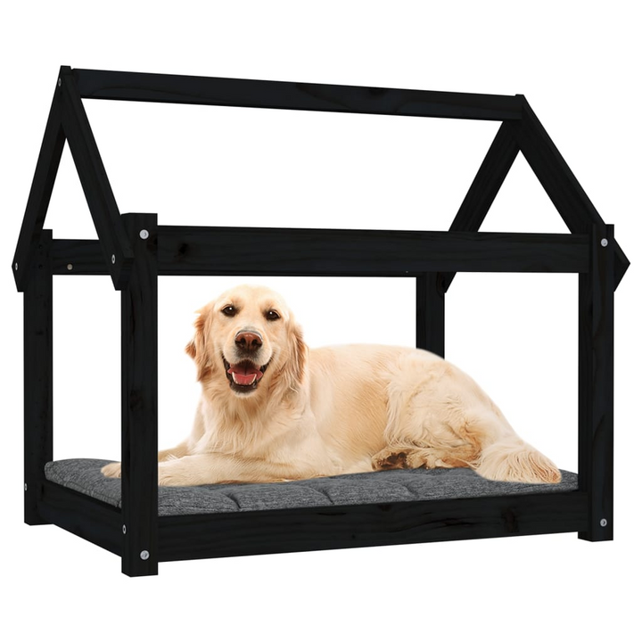 Dog Bed Black 81x60x70 cm - Solid Wood Pine, Comfortable and Stylish - Premium  from Home Treasures - Just £52.99! Shop now at Home Treasures