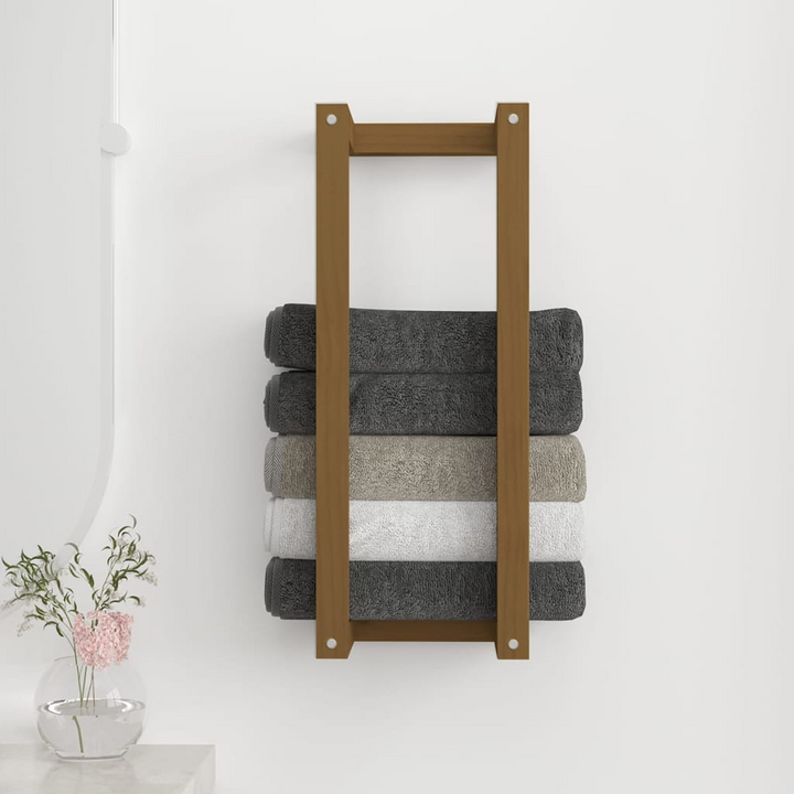 Solid Pine Towel Rack - Honey Brown | Space-Saving 23x18x60cm Wall-Mounted Storage Solution - Premium  from Home Treasures - Just £31.99! Shop now at Home Treasures