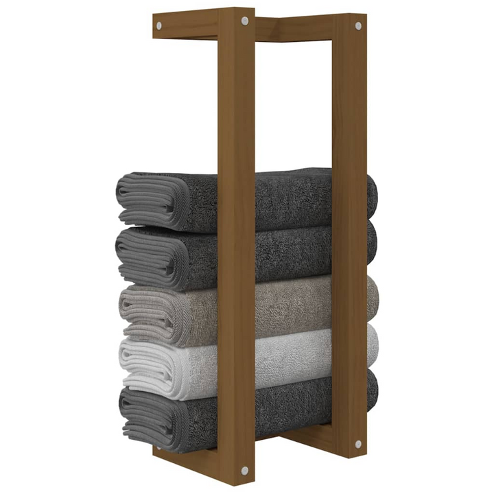 Solid Pine Towel Rack - Honey Brown | Space-Saving 23x18x60cm Wall-Mounted Storage Solution - Premium  from Home Treasures - Just £31.99! Shop now at Home Treasures