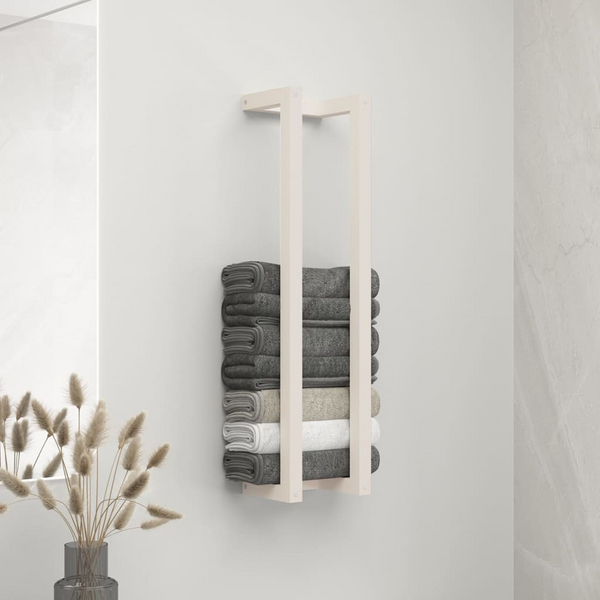 Elegant Solid Pine Towel Rack in White 23 x 18 x 90 cm - Space-Saving, Wall-Mounted Design for Modern Bathrooms - Premium  from Home Treasures - Just £34.99! Shop now at Home Treasures