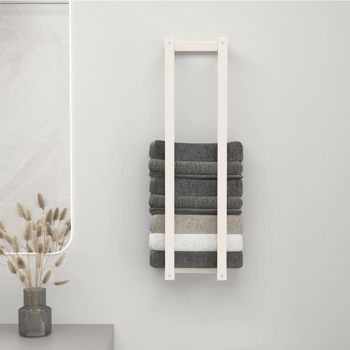 Elegant Solid Pine Towel Rack in White 23 x 18 x 90 cm - Space-Saving, Wall-Mounted Design for Modern Bathrooms - Premium  from Home Treasures - Just £34.99! Shop now at Home Treasures