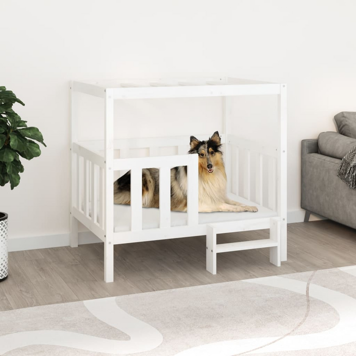 Dog Bed in White - 105.5x83.5x100 cm | Solid Pine Wood | Cozy and Stylish Pet Furniture - Premium  from Home Treasures - Just £141.99! Shop now at Home Treasures