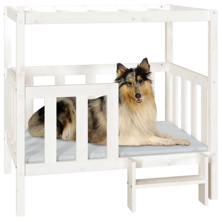 Dog Bed in White - 105.5x83.5x100 cm | Solid Pine Wood | Cozy and Stylish Pet Furniture - Premium  from Home Treasures - Just £141.99! Shop now at Home Treasures