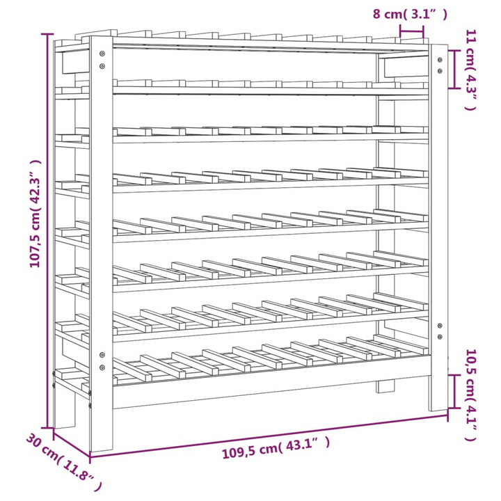 Wine Rack 109.5x30x107.5 cm Solid Wood Pine - Store and Display Your Wine in Style - Premium  from Home Treasures - Just £124.99! Shop now at Home Treasures