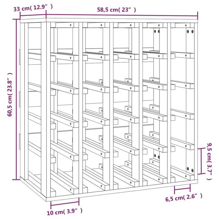 Wine Rack 58.5x33x60.5 cm Solid Wood Pine - Stylish and Functional Wine Storage - Premium  from Home Treasures - Just £71.99! Shop now at Home Treasures