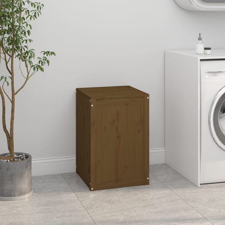 Honey Brown Solid Pine Wood Laundry Box - Spacious & Stylish Storage Solution (44x44x66 cm) - Premium  from Home Treasures - Just £64.99! Shop now at Home Treasures