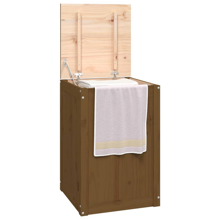 Honey Brown Solid Pine Wood Laundry Box - Spacious & Stylish Storage Solution (44x44x66 cm) - Premium  from Home Treasures - Just £64.99! Shop now at Home Treasures