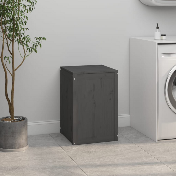 Stylish Grey Laundry Box 44x44x66 cm | Durable Solid Pine Wood Storage Bin with Hydraulic Lid - Premium  from Home Treasures - Just £75.99! Shop now at Home Treasures