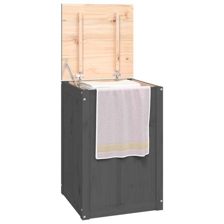 Stylish Grey Laundry Box 44x44x66 cm | Durable Solid Pine Wood Storage Bin with Hydraulic Lid - Premium  from Home Treasures - Just £75.99! Shop now at Home Treasures