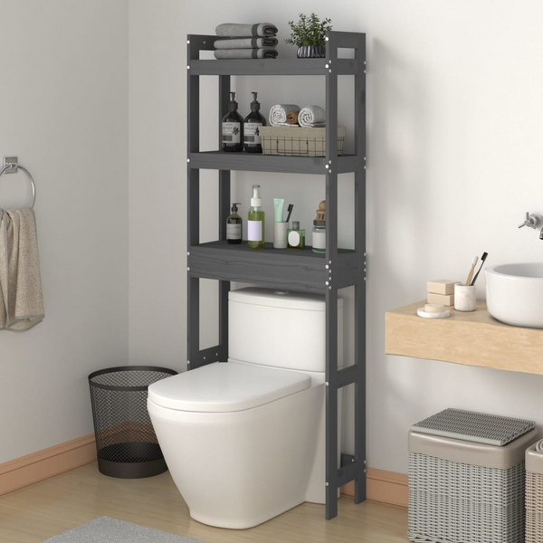 Solid Pine Toilet Rack (Grey) 63 x 26 x 171cm - Space-Saving Bathroom Organizer - Premium  from Home Treasures - Just £83.99! Shop now at Home Treasures