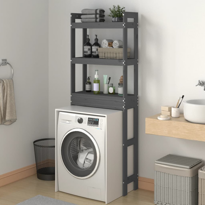 Solid Pine Toilet Rack (Grey) 63 x 26 x 171cm - Space-Saving Bathroom Organizer - Premium  from Home Treasures - Just £83.99! Shop now at Home Treasures