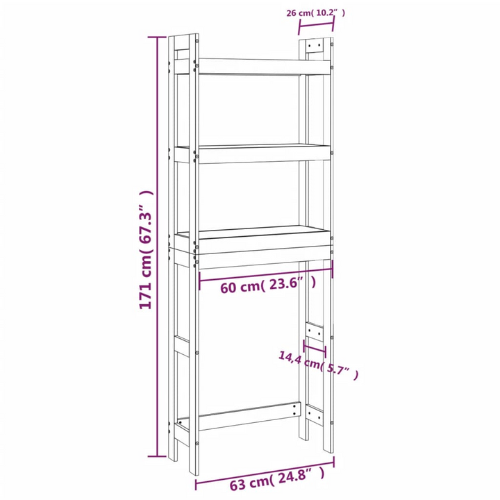 Solid Pine Toilet Rack (Grey) 63 x 26 x 171cm - Space-Saving Bathroom Organizer - Premium  from Home Treasures - Just £83.99! Shop now at Home Treasures