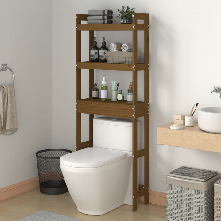 Solid Pine Toilet Rack in Honey Brown - Space-Saving Bathroom Storage 63 x 26 x 171 cm - Premium  from Home Treasures - Just £83.99! Shop now at Home Treasures