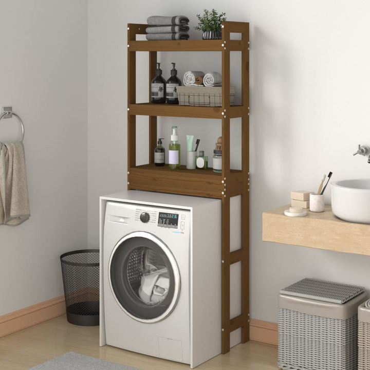 Solid Pine Toilet Rack in Honey Brown - Space-Saving Bathroom Storage 63 x 26 x 171 cm - Premium  from Home Treasures - Just £83.99! Shop now at Home Treasures