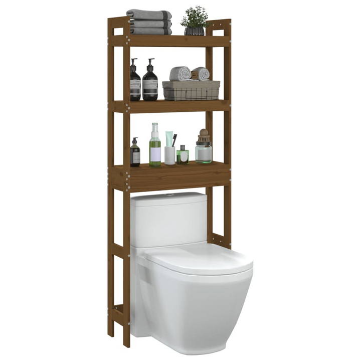 Solid Pine Toilet Rack in Honey Brown - Space-Saving Bathroom Storage 63 x 26 x 171 cm - Premium  from Home Treasures - Just £83.99! Shop now at Home Treasures