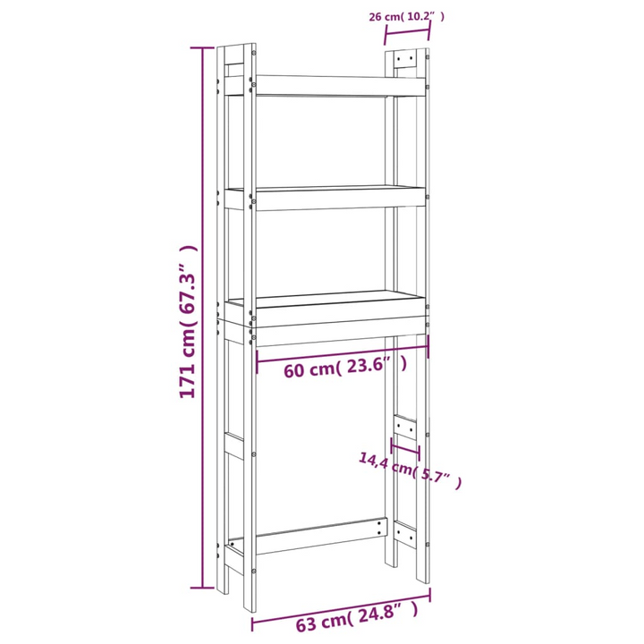 Solid Pine Toilet Rack in Honey Brown - Space-Saving Bathroom Storage 63 x 26 x 171 cm - Premium  from Home Treasures - Just £83.99! Shop now at Home Treasures