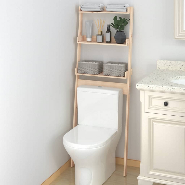 Solid Pine Toilet Rack (Brown) - Space-Saving Bathroom Storage Solution - 63.5 x 32 x 179cm - Premium  from Home Treasures - Just £48.99! Shop now at Home Treasures