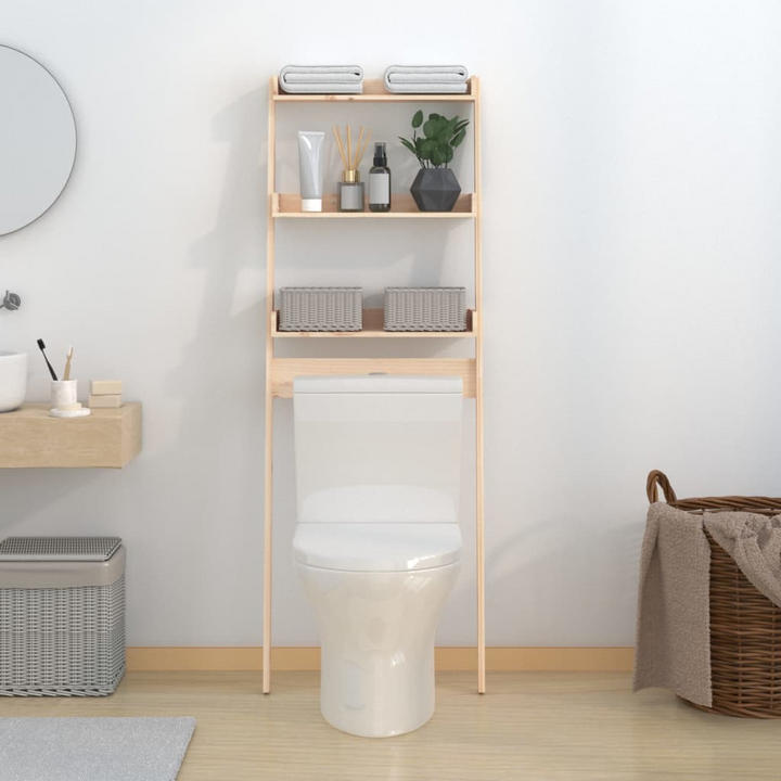 Solid Pine Toilet Rack (Brown) - Space-Saving Bathroom Storage Solution - 63.5 x 32 x 179cm - Premium  from Home Treasures - Just £48.99! Shop now at Home Treasures