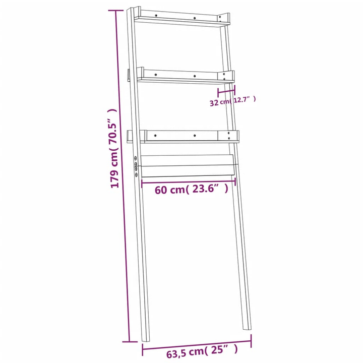 Solid Pine Toilet Rack (Brown) - Space-Saving Bathroom Storage Solution - 63.5 x 32 x 179cm - Premium  from Home Treasures - Just £48.99! Shop now at Home Treasures