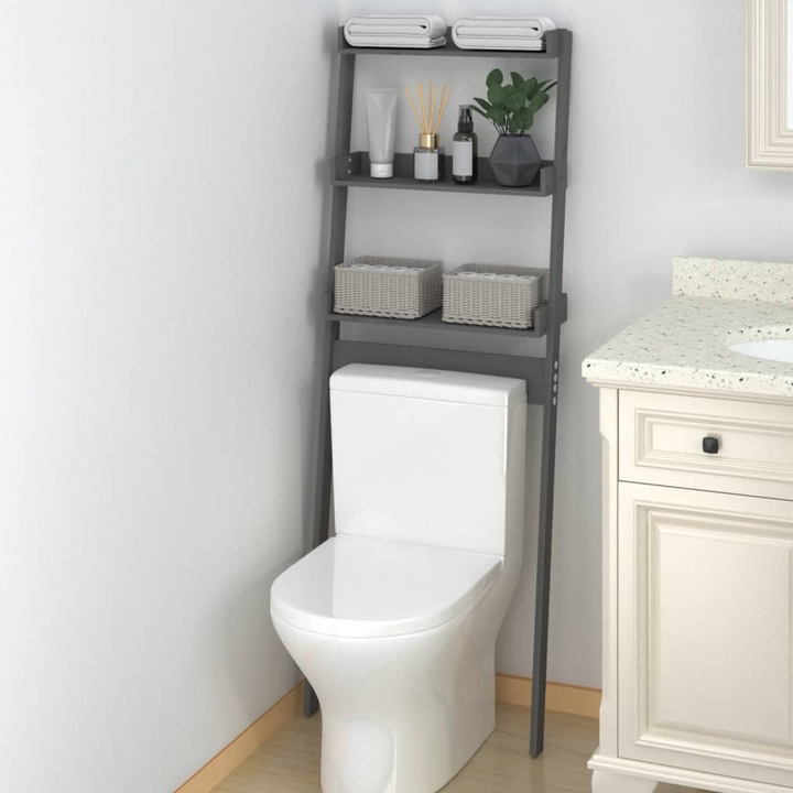 Solid Pine Toilet Rack (Grey) - Space-Saving Bathroom Organizer, 63.5 x 32 x 179cm - Premium  from Home Treasures - Just £61.99! Shop now at Home Treasures