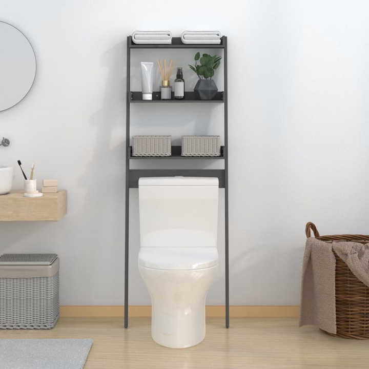 Solid Pine Toilet Rack (Grey) - Space-Saving Bathroom Organizer, 63.5 x 32 x 179cm - Premium  from Home Treasures - Just £61.99! Shop now at Home Treasures