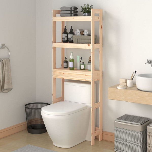 Solid Pine Toilet Rack in Brown- Space-Saving Bathroom Storage Solution, 63 x 26 x 171cm - Premium  from Home Treasures - Just £72.99! Shop now at Home Treasures