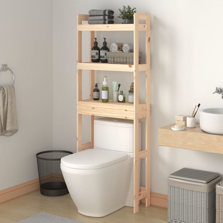 Solid Pine Toilet Rack in Brown- Space-Saving Bathroom Storage Solution, 63 x 26 x 171cm - Premium  from Home Treasures - Just £72.99! Shop now at Home Treasures