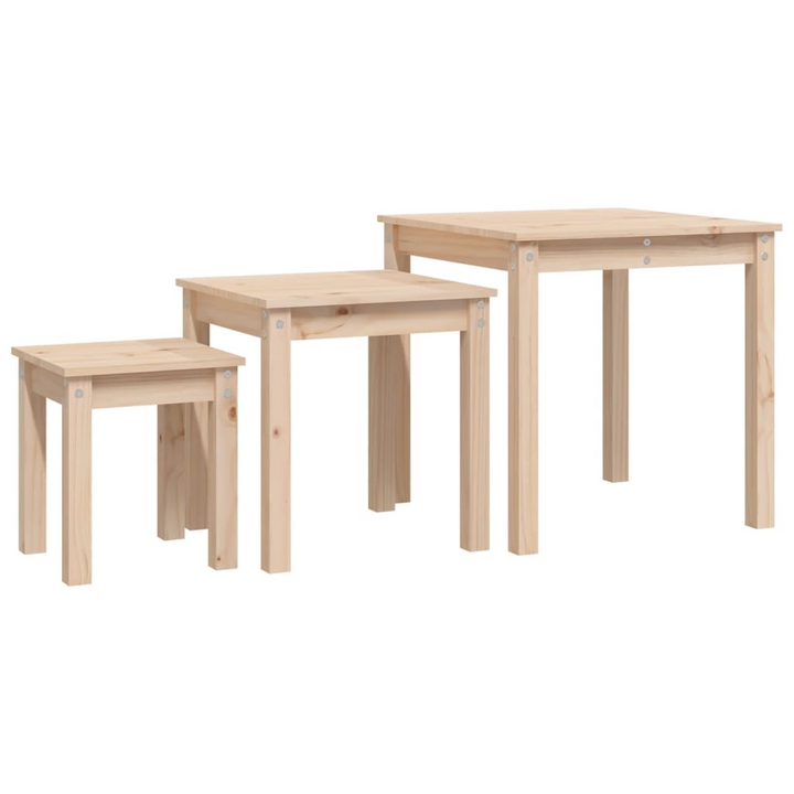 Solid Pine Nesting Tables, Set of 3 – Versatile, Space-Saving, and Stylish Furniture for Modern Homes - Premium  from Home Treasures - Just £73.99! Shop now at Home Treasures