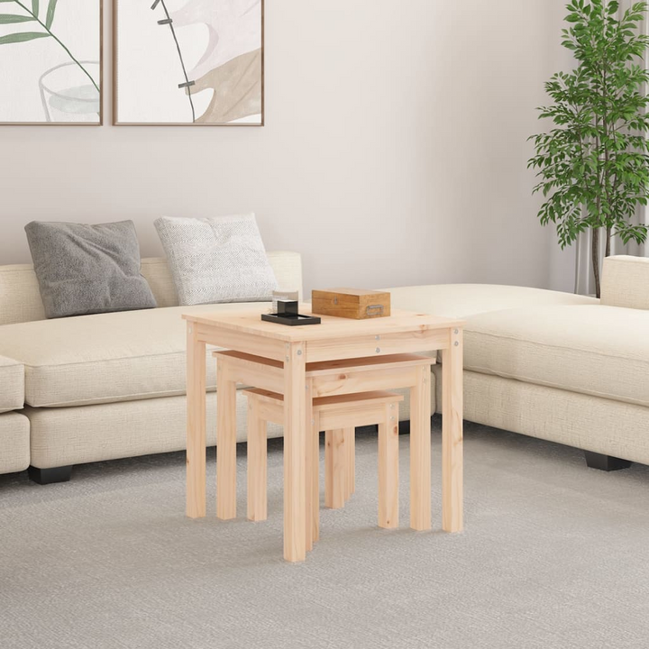 Solid Pine Nesting Tables, Set of 3 – Versatile, Space-Saving, and Stylish Furniture for Modern Homes - Premium  from Home Treasures - Just £73.99! Shop now at Home Treasures