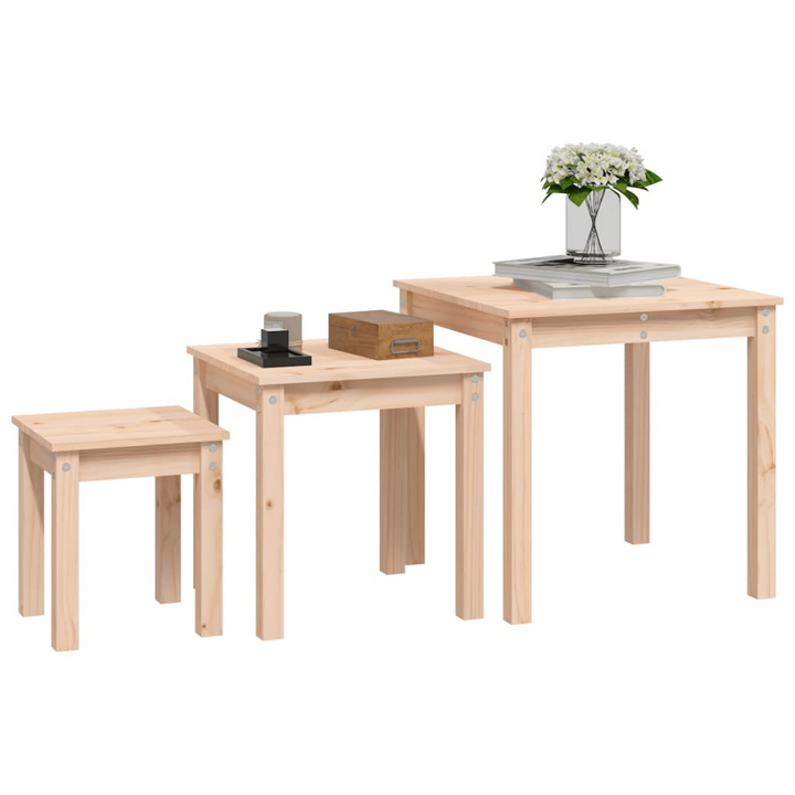 Solid Pine Nesting Tables, Set of 3 – Versatile, Space-Saving, and Stylish Furniture for Modern Homes - Premium  from Home Treasures - Just £73.99! Shop now at Home Treasures