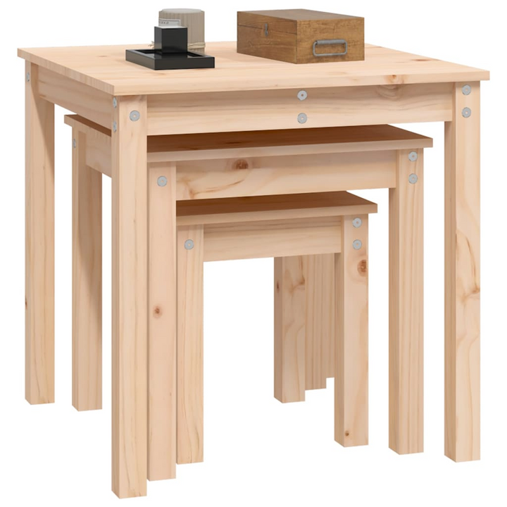 Solid Pine Nesting Tables, Set of 3 – Versatile, Space-Saving, and Stylish Furniture for Modern Homes - Premium  from Home Treasures - Just £73.99! Shop now at Home Treasures