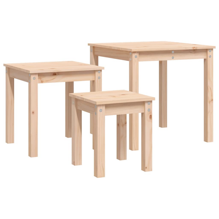 Solid Pine Nesting Tables, Set of 3 – Versatile, Space-Saving, and Stylish Furniture for Modern Homes - Premium  from Home Treasures - Just £73.99! Shop now at Home Treasures