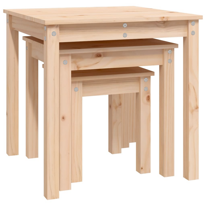 Solid Pine Nesting Tables, Set of 3 – Versatile, Space-Saving, and Stylish Furniture for Modern Homes - Premium  from Home Treasures - Just £73.99! Shop now at Home Treasures