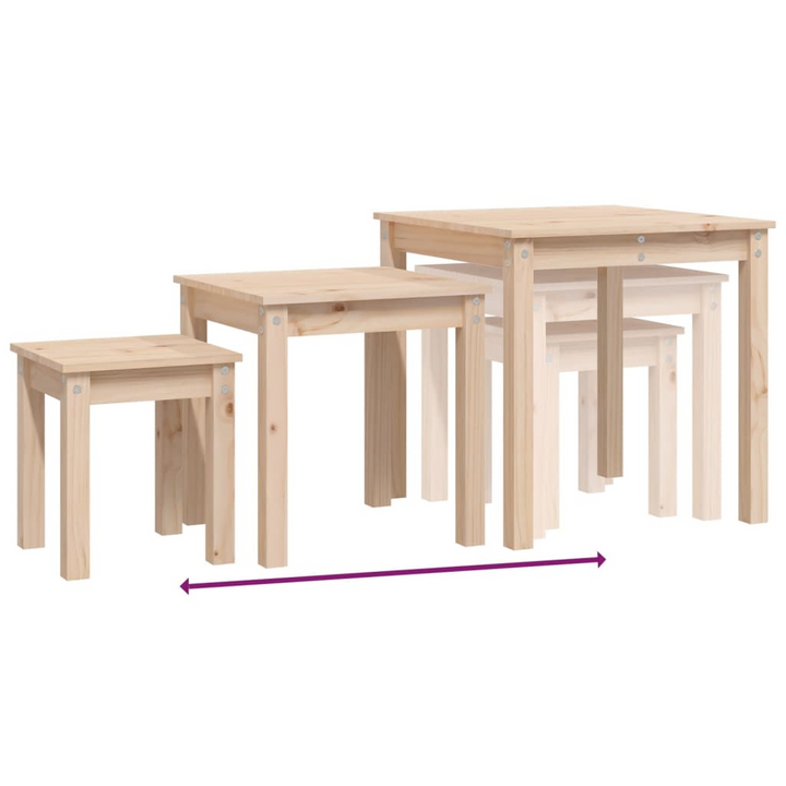 Solid Pine Nesting Tables, Set of 3 – Versatile, Space-Saving, and Stylish Furniture for Modern Homes - Premium  from Home Treasures - Just £73.99! Shop now at Home Treasures