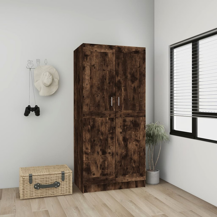 Elegant Two Door Wardrobe in Smoked Oak - Spacious Storage Solution (82.5 x 51.5 x 180 cm) - Premium  from Home Treasures - Just £173.99! Shop now at Home Treasures