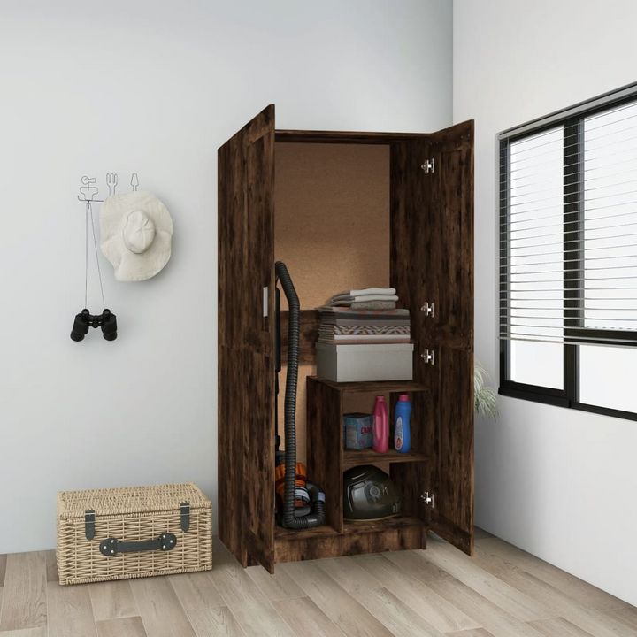 Elegant Two Door Wardrobe in Smoked Oak - Spacious Storage Solution (82.5 x 51.5 x 180 cm) - Premium  from Home Treasures - Just £173.99! Shop now at Home Treasures