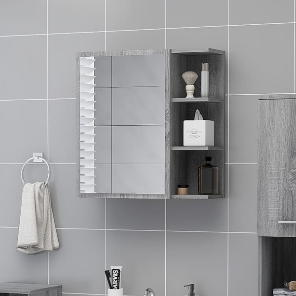 Stylish Sonoma Oak Bathroom Mirror Cabinet - Grey, 62.5 x 20.5 x 64cm | Space-Saving & Modern Design - Premium  from Home Treasures - Just £60.99! Shop now at Home Treasures